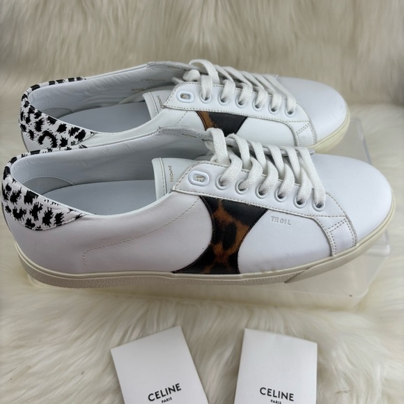 CELINE TRIOMPHE LEOPARD PRINT WHITE SNEAKERS
SIZE 40 
US 9.5 WOMANS - Picture 4 of 15
